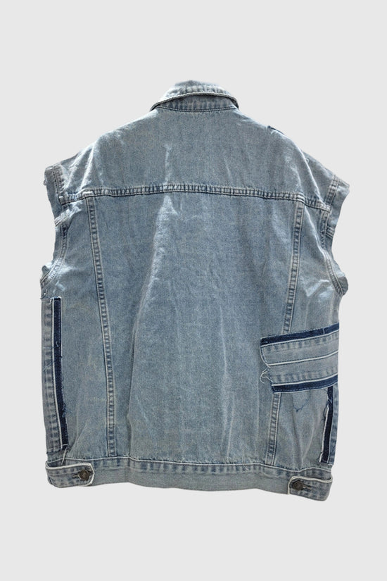 Embellished Sleeveless Denim Jacket