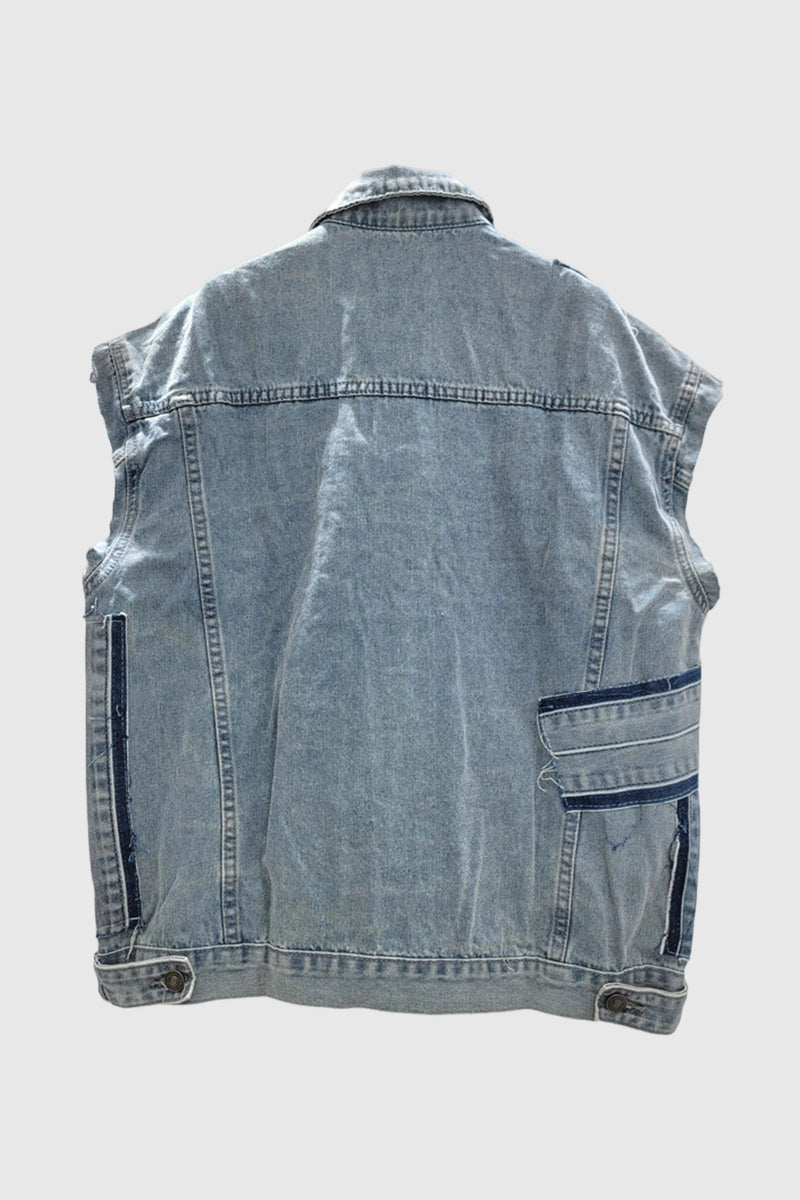 Embellished Sleeveless Denim Jacket