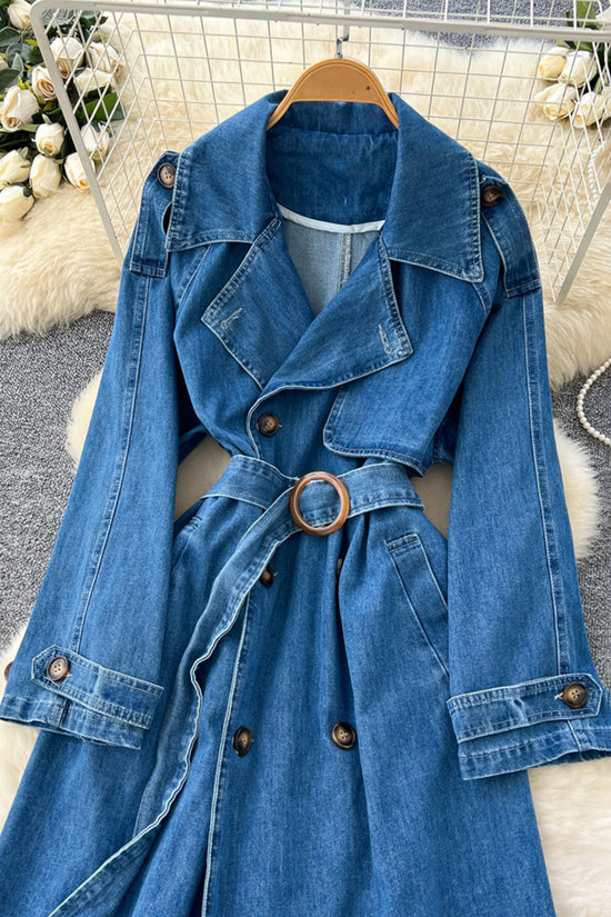 Belted Denim Trench Dress