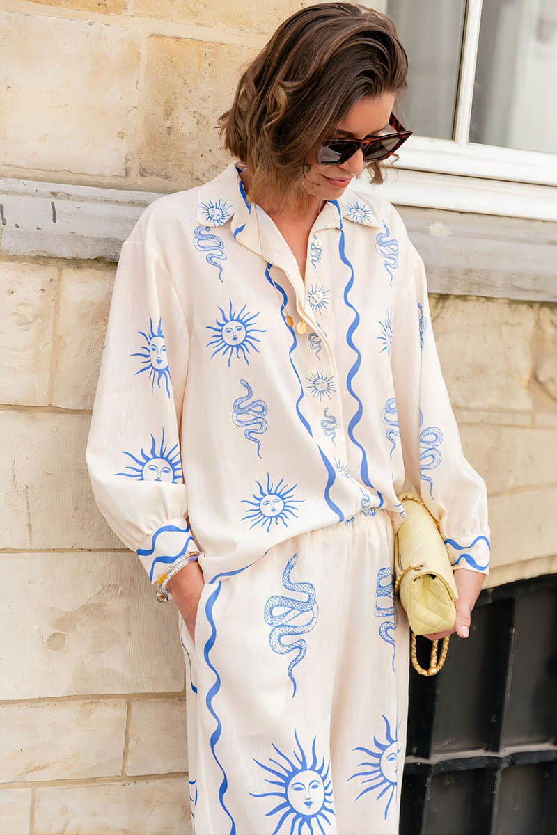 Abstract Print Relaxed Pants Set