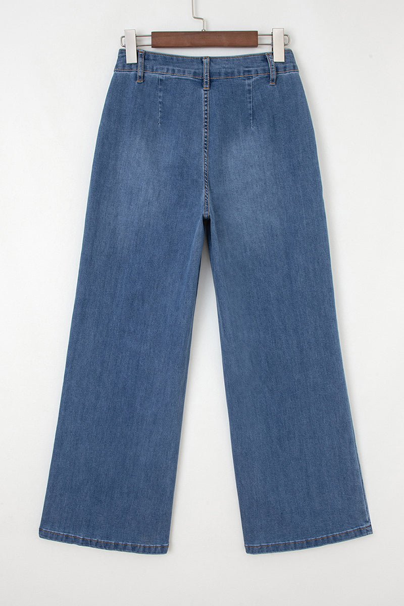 High-Waist Straight-Leg Denim Jeans