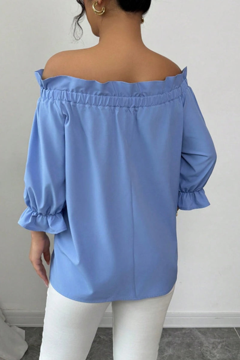 Elegant Bow Accent Ruffle Blouse