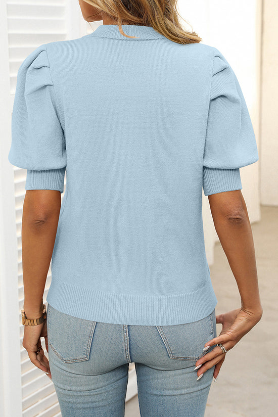 Puff Sleeve Crewneck Sweater