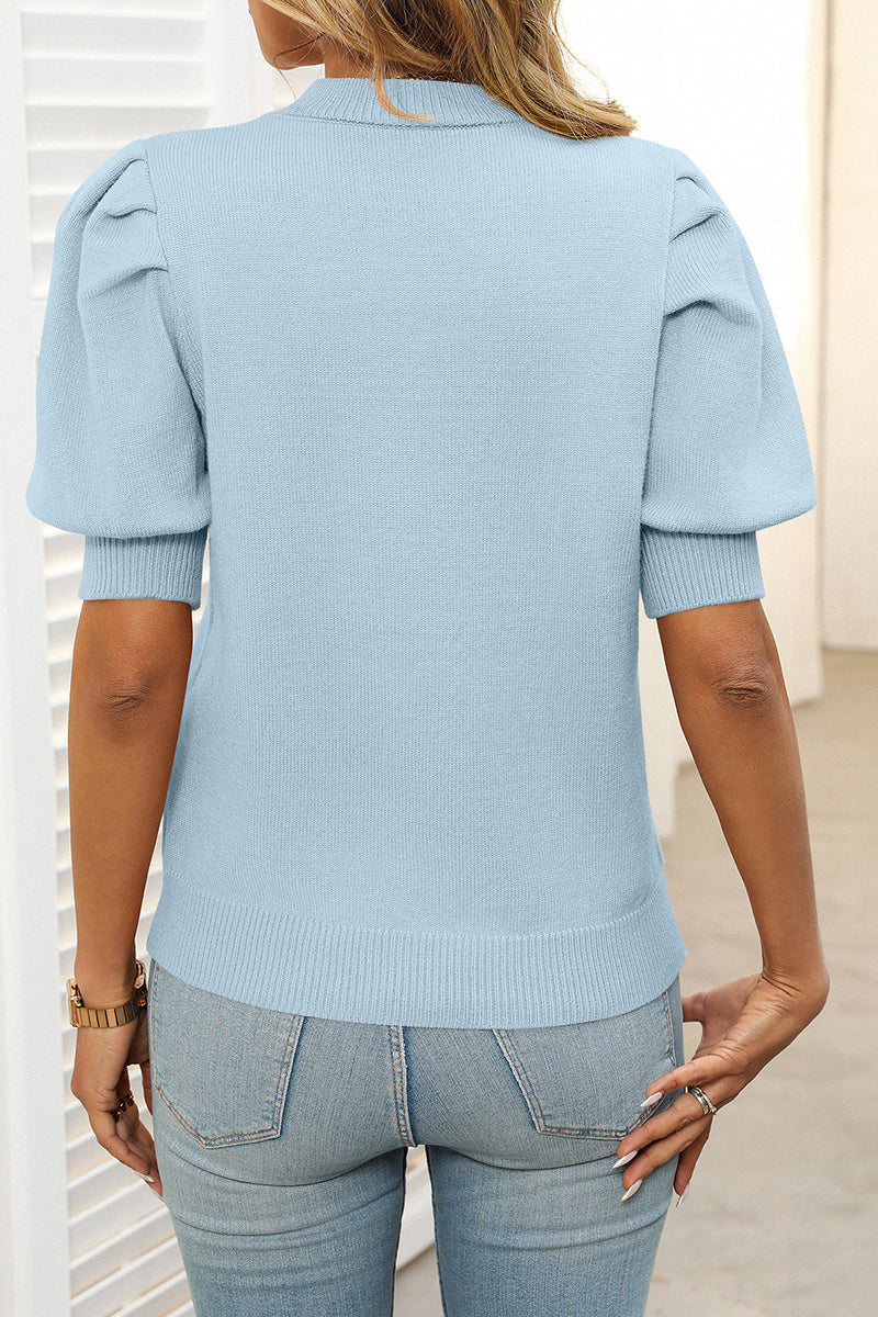 Puff Sleeve Crewneck Sweater