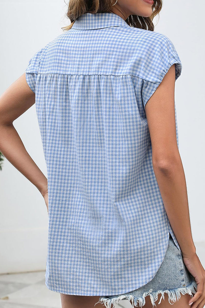 Classic Gingham Short Sleeve Blouse