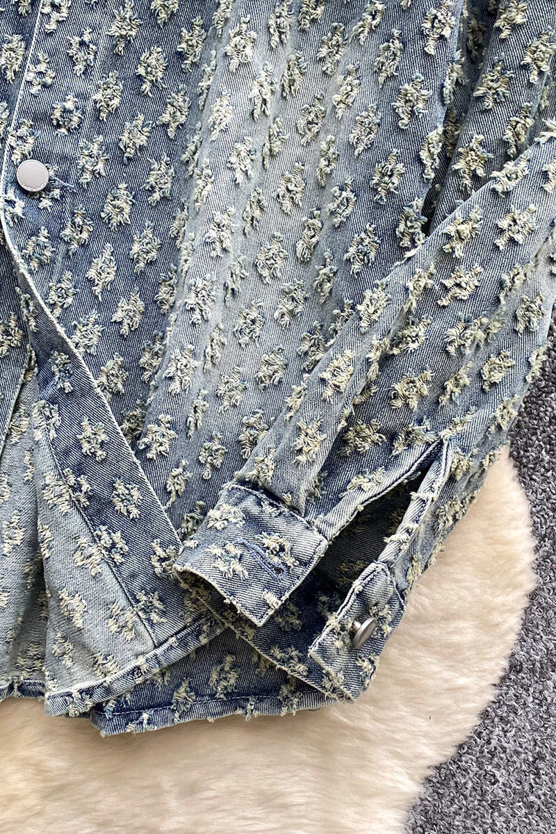 Patterned Button-Up Blouse