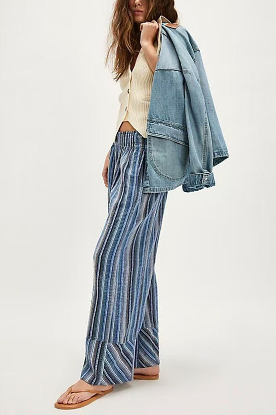 Striped Wide-Leg Casual Pants