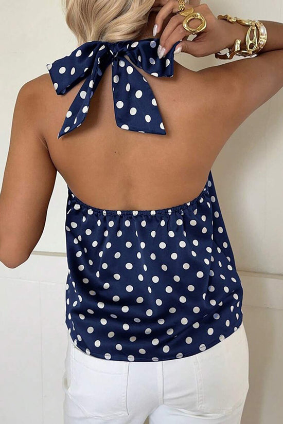 Polka Dot Halter Neck Tank Top