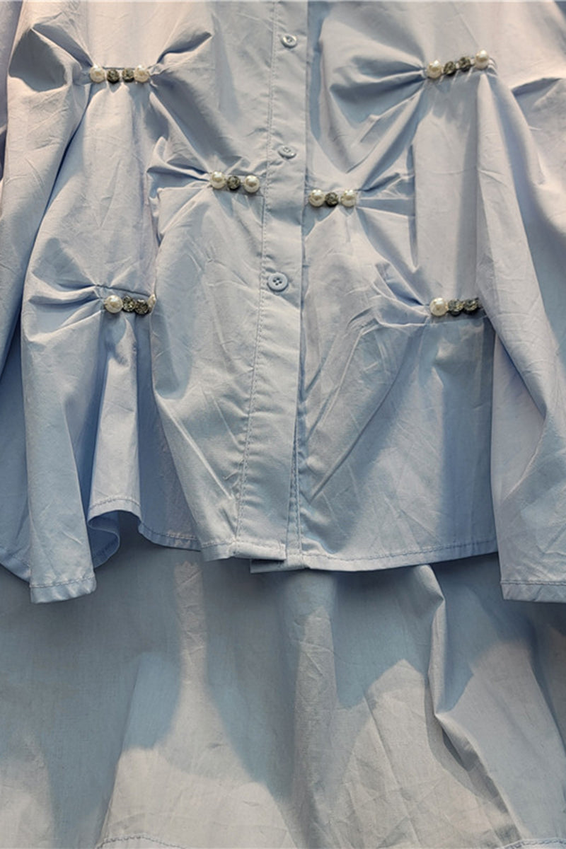 Pearl Accented Puff Sleeve Blouse