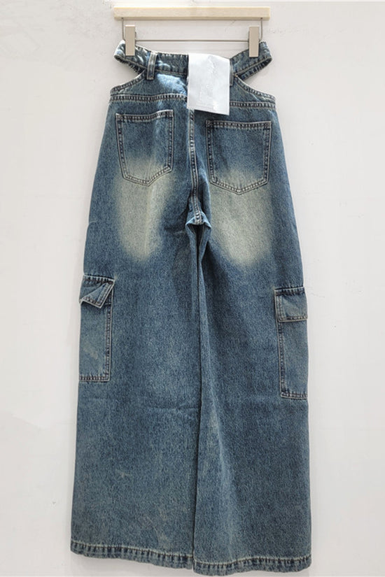 Cargo Pocket Straight Leg Denim