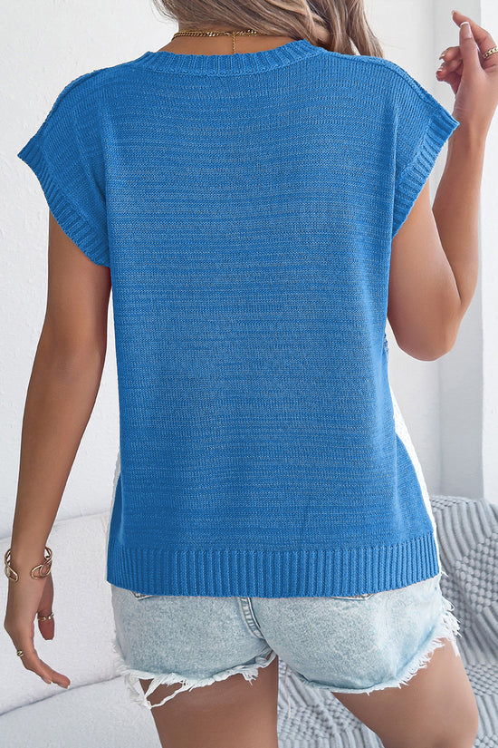 Sleeveless Colorblock Knit Sweater