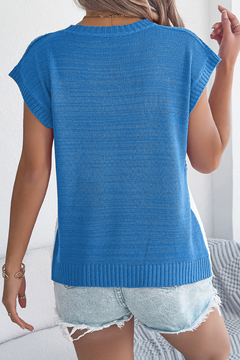 Sleeveless Colorblock Knit Sweater