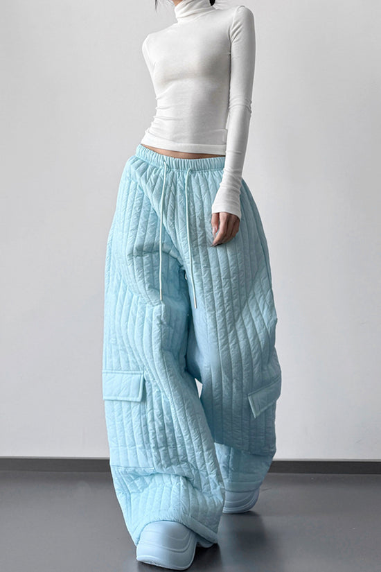 Quilted Wide-Leg Casual Pants