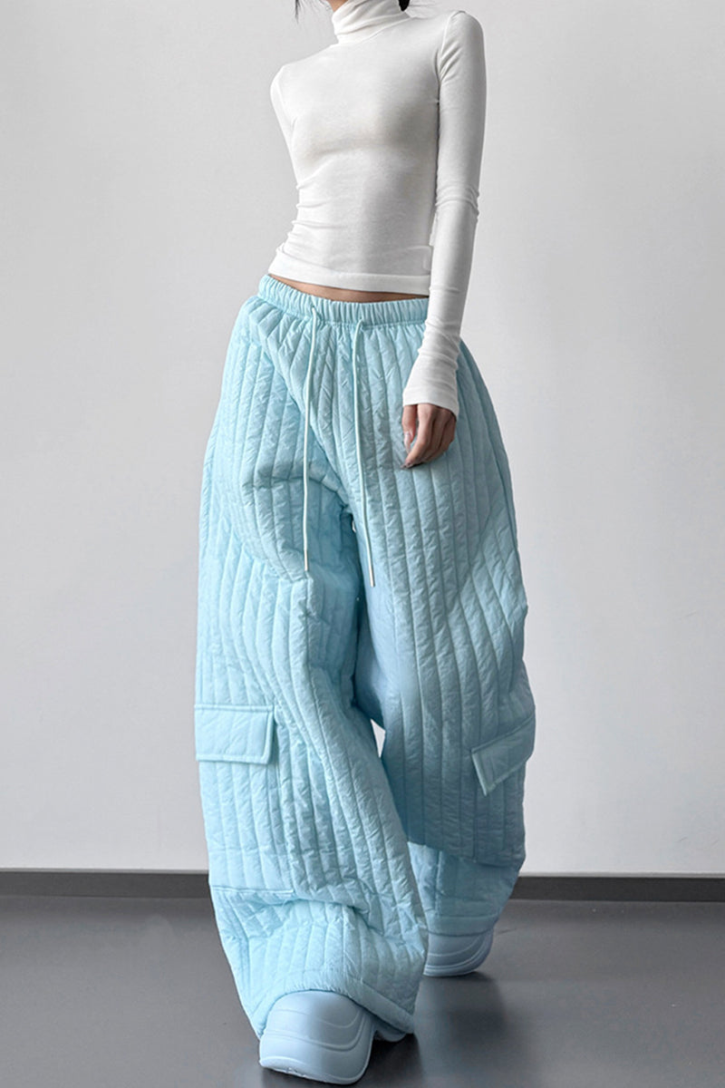 Quilted Wide-Leg Casual Pants