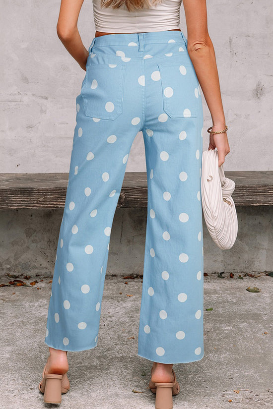 Polka Dot High-Waist Straight Jeans