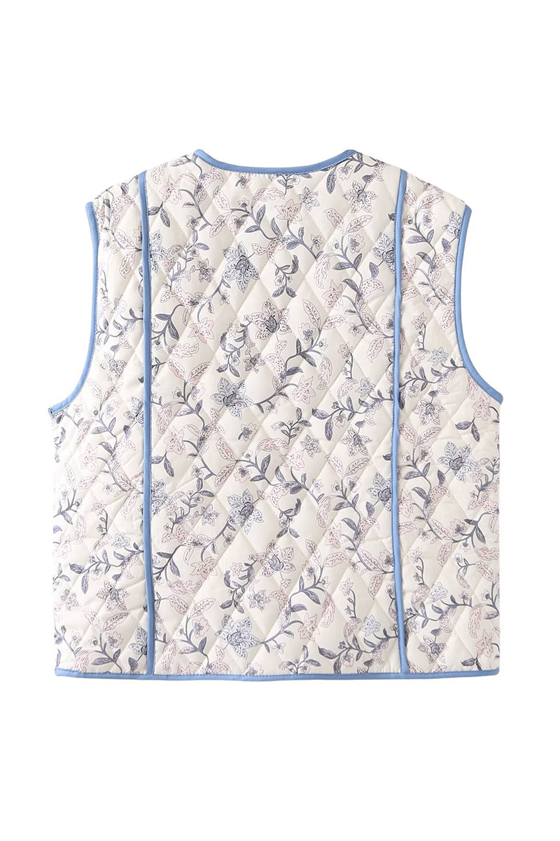Floral Quilted Sleeveless Vest
