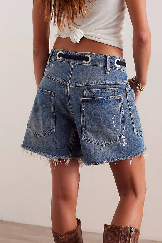 Drawstring Waist Denim Shorts