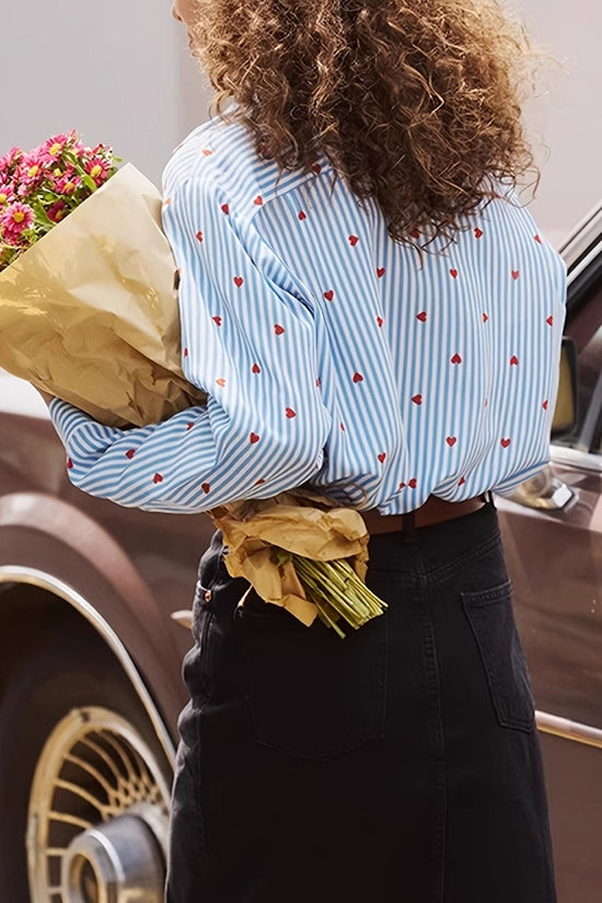 Striped Heart Embellished Blouse
