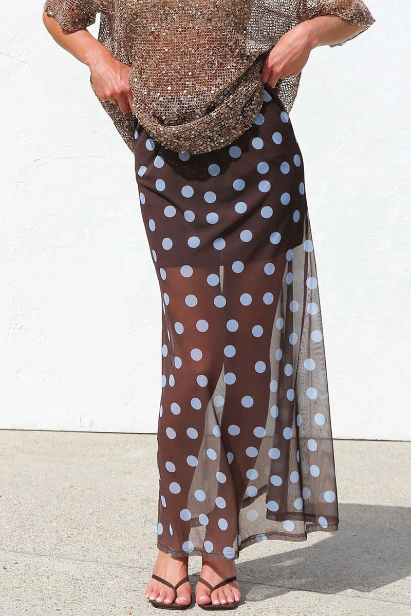 Polka Dot Sheer Midi Skirt