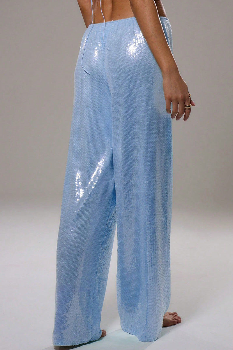 Sparkly Wide-Leg Casual Pants