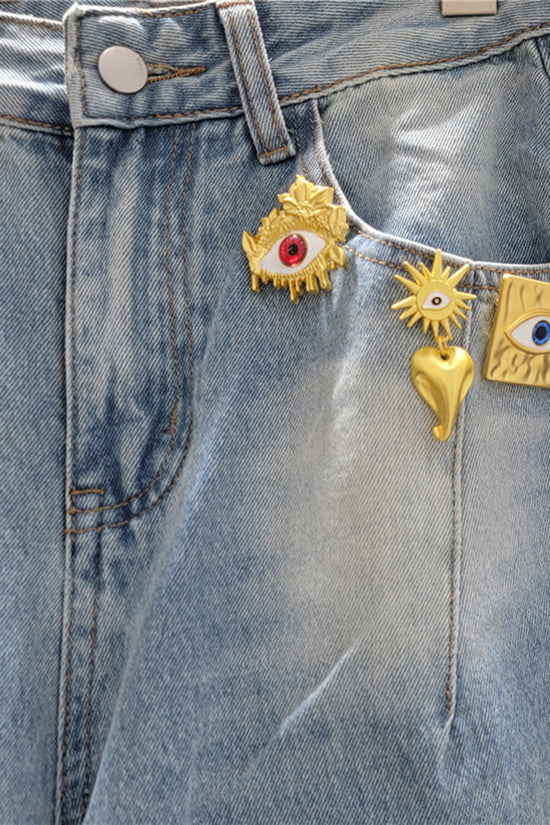Floral Embellished Barrel Jeans