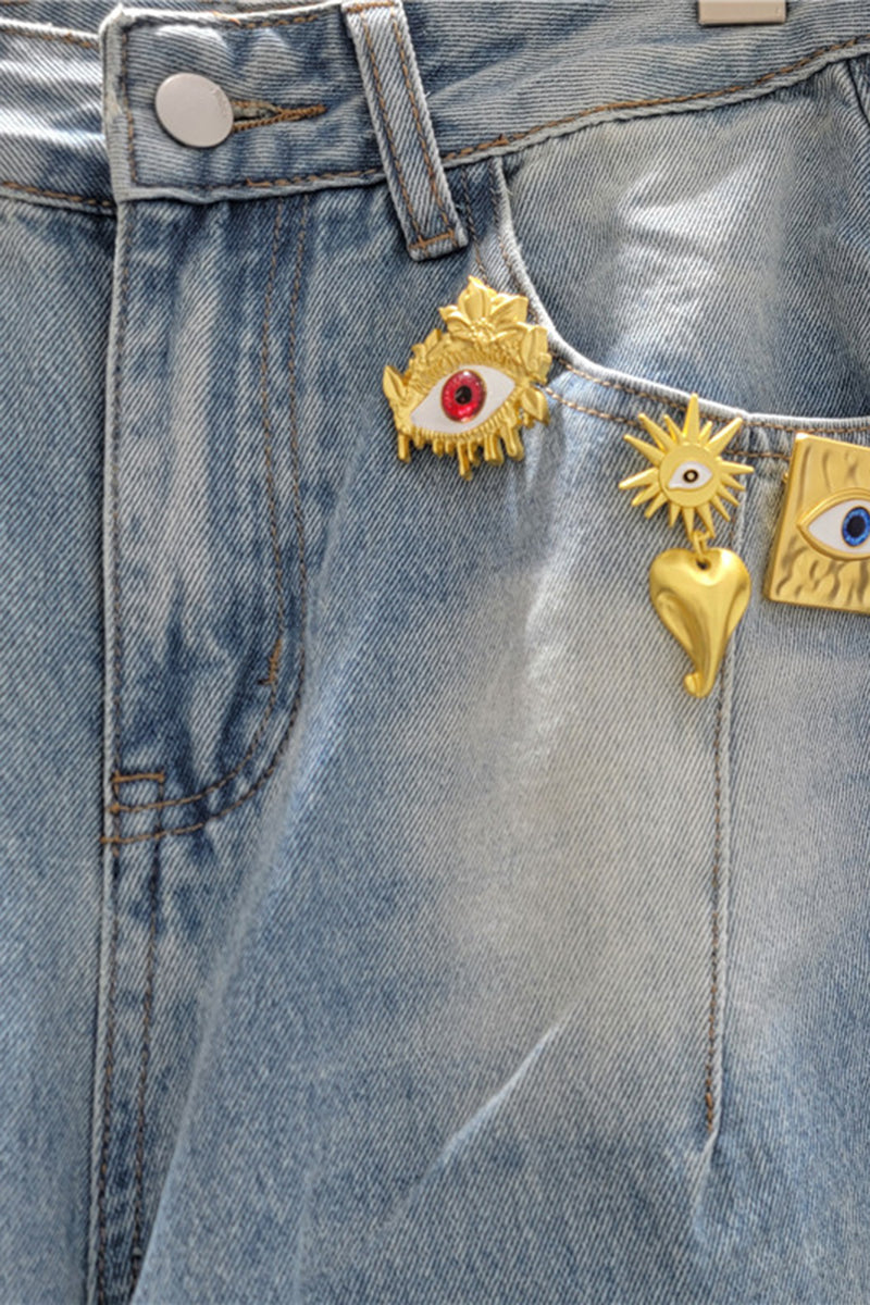 Floral Embellished Barrel Jeans
