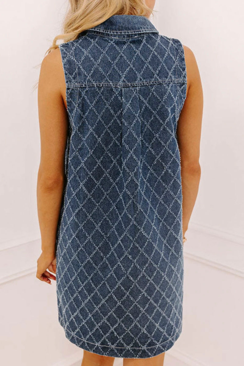 Textured V-Neck Sleeveless Mini Dress