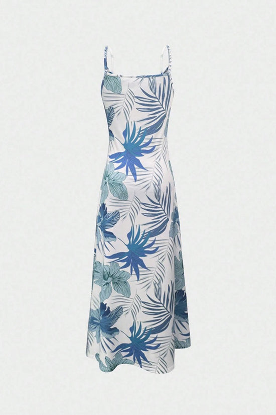 Tropical Print Sleeveless Casual Maxi Dress