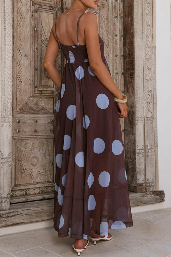 Polka Dot Sleeveless Maxi Dress
