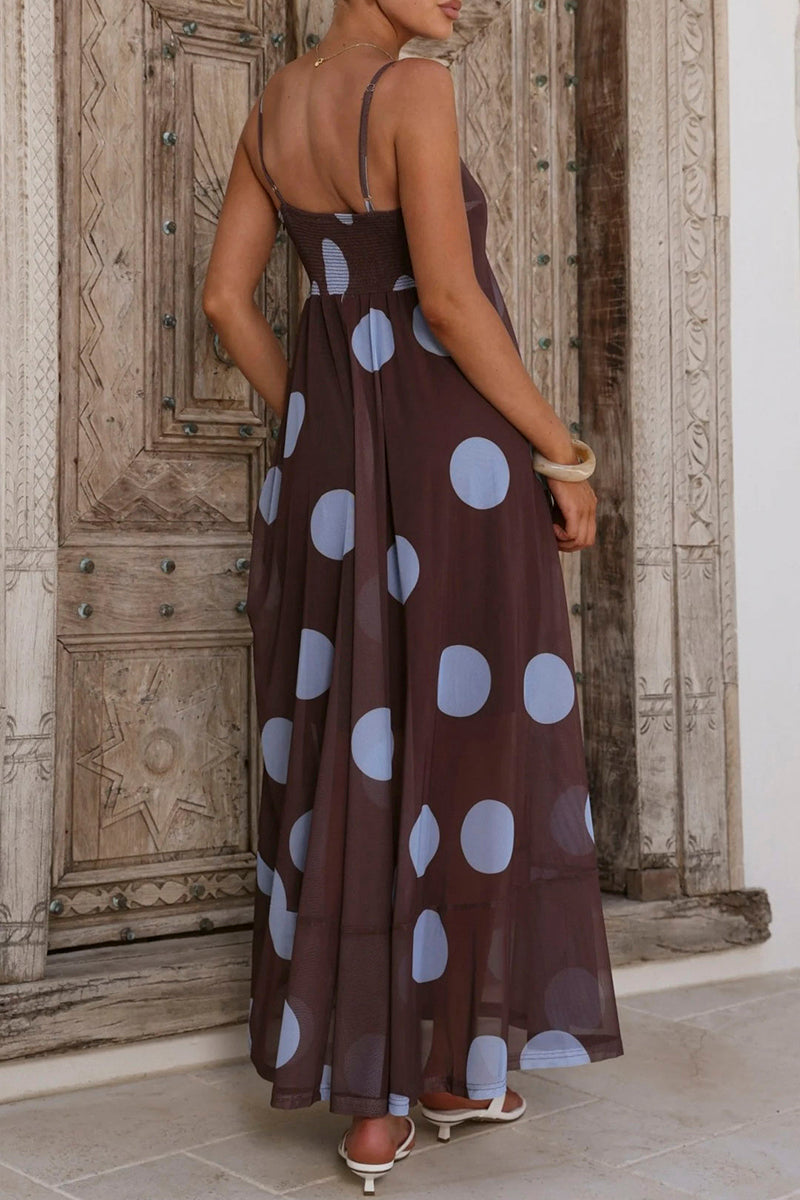Polka Dot Sleeveless Maxi Dress