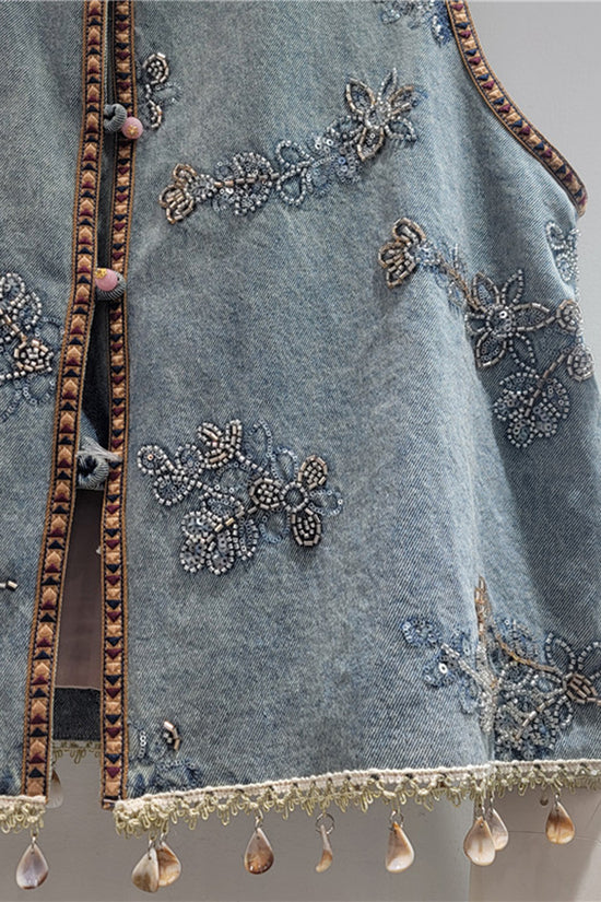 Embellished Button-Front Vest