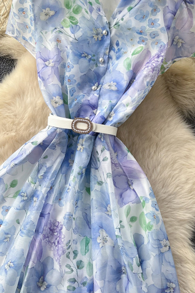 Floral Belted A-Line Maxi Dress