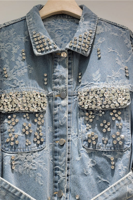 Studded Belted Denim Jacket