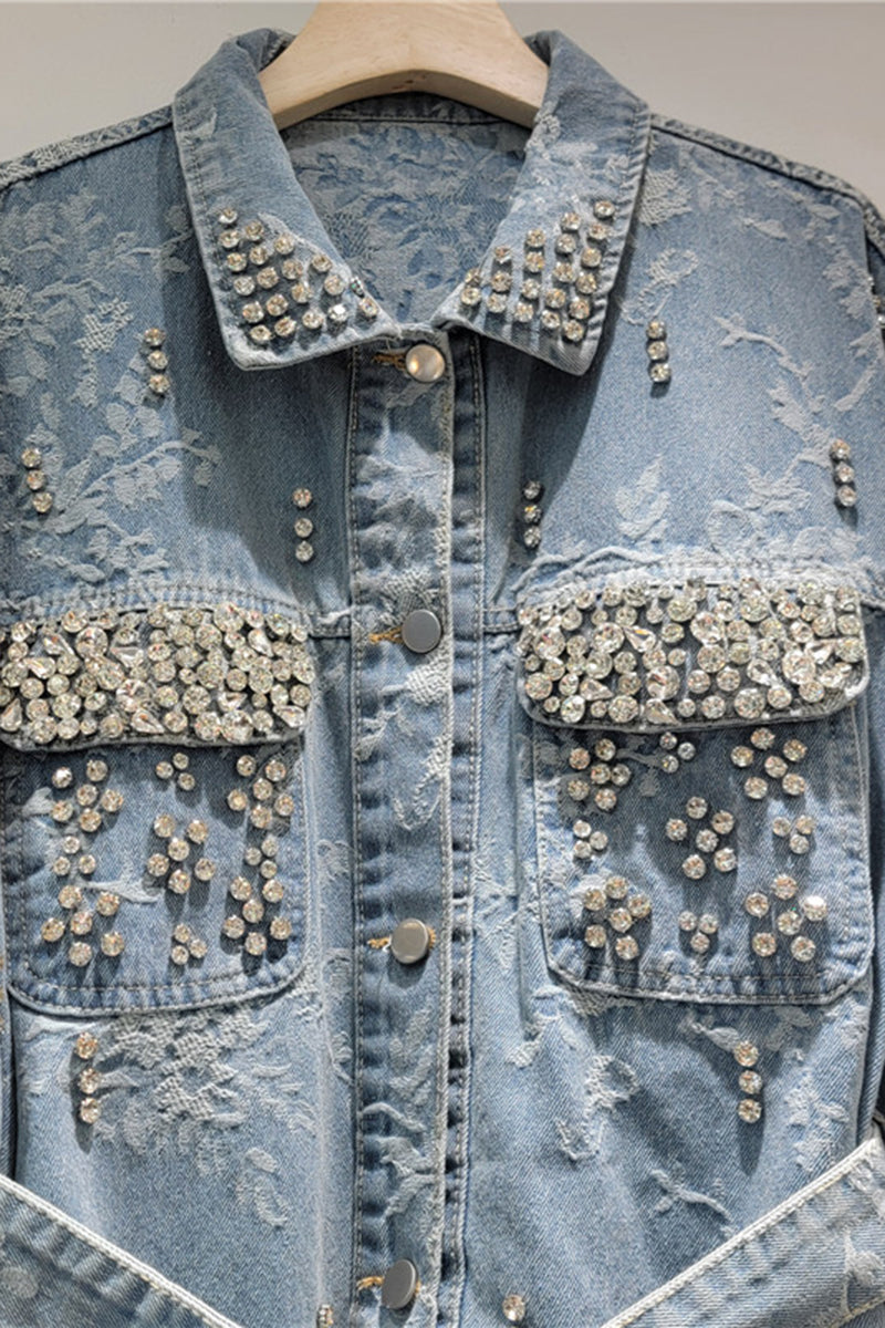 Studded Belted Denim Jacket