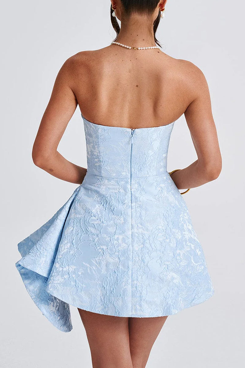 Strapless Textured Fit and Flare Mini Dress