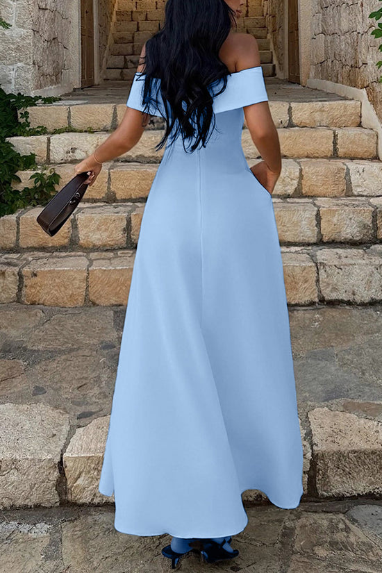 Off-Shoulder Maxi Dress with Pockets