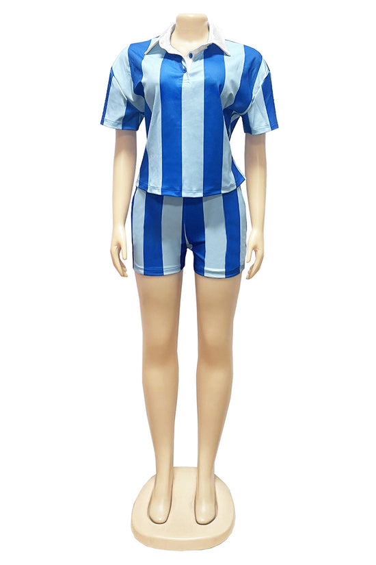 Striped Polo and Shorts Set