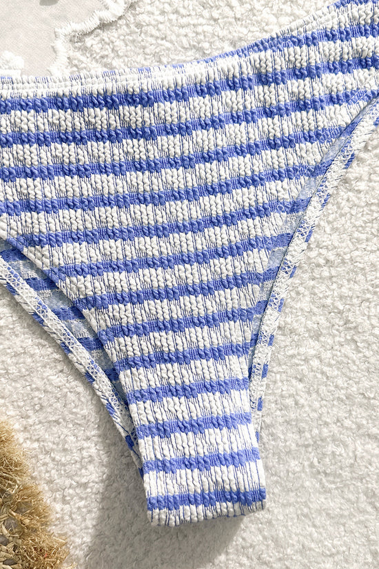 Striped Halter Bikini Set with Bow Detail