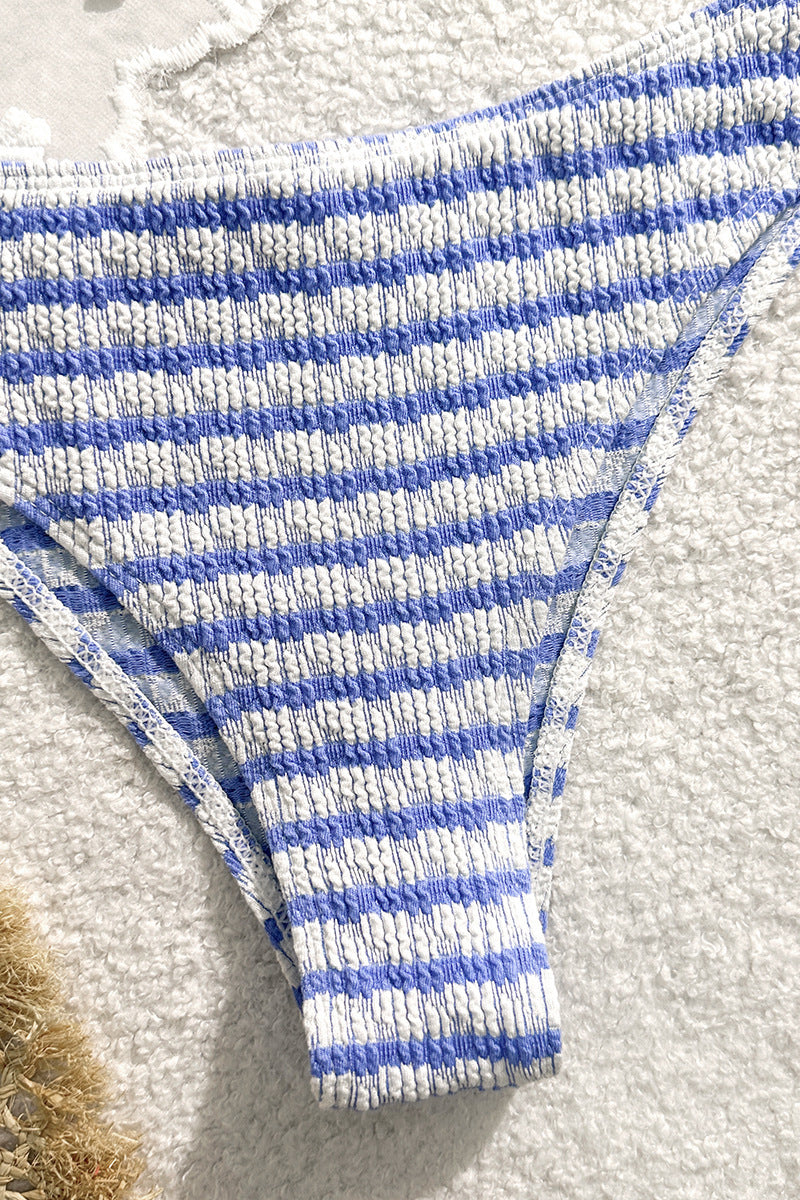 Striped Halter Bikini Set with Bow Detail