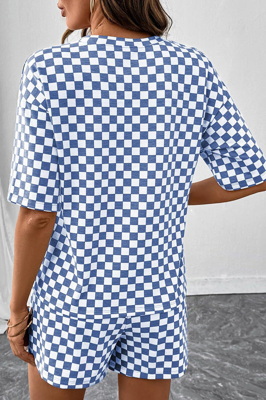 Checkered Short Sleeve Top and Shorts Set
