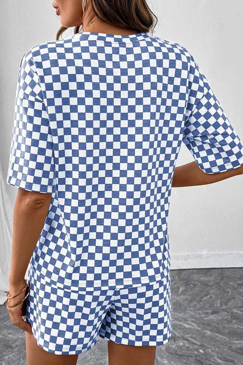 Checkered Short Sleeve Top and Shorts Set