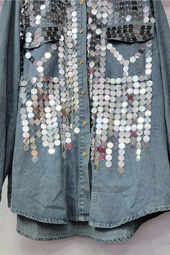 Sequin Embellished Denim Jacket