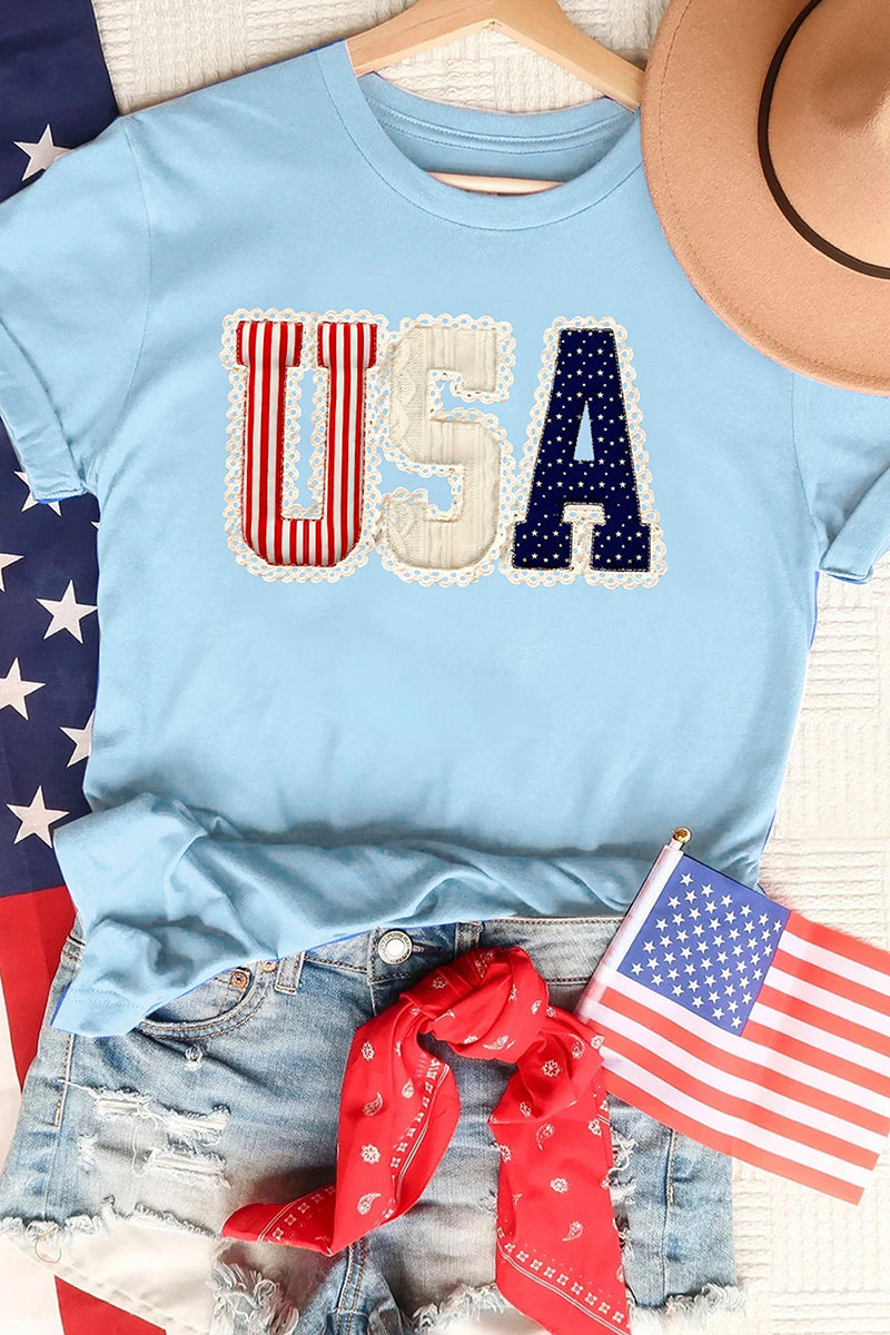 USA Patriotic Printed T Shirt