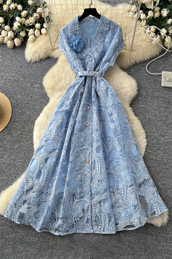 Elegant Button-Up Lace Dress