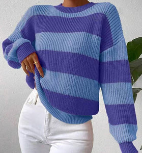 Striped Knit Crewneck Sweater