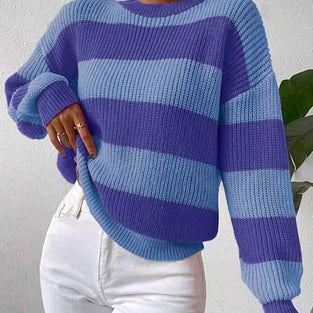 Striped Knit Crewneck Sweater