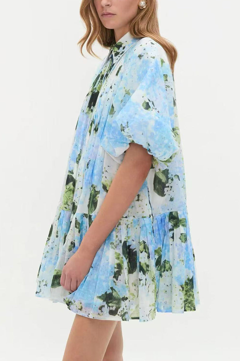 Floral Puff Sleeve Casual Dress