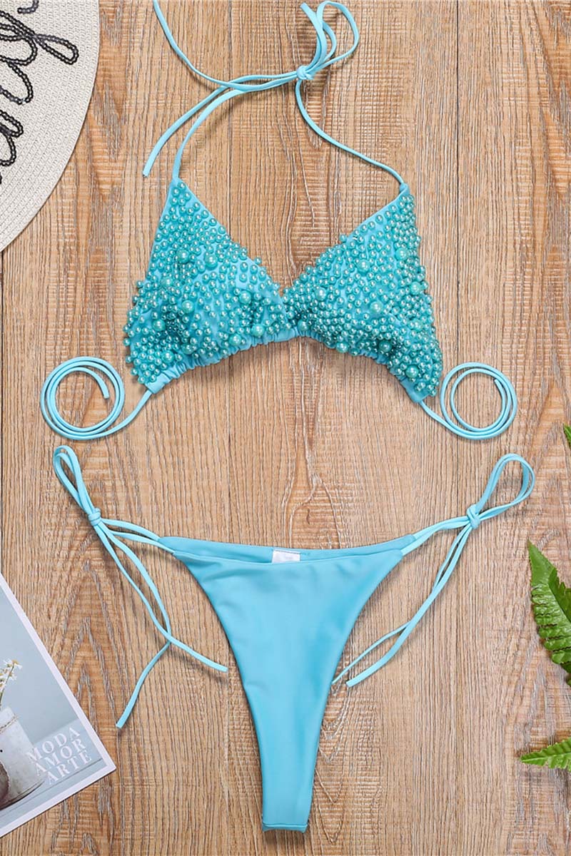 Pearl Embellished Bikini Set