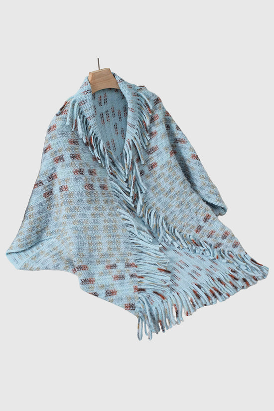 Fringe Hem Open Front Shrug