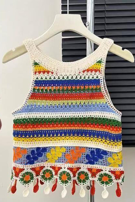 Vibrant Striped Crochet Tank Top